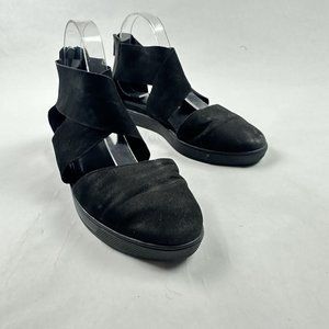 Eileen Fisher Carver Tumbled Nubuck Sneaker‎ Sandal 9 Black Back Zipper
